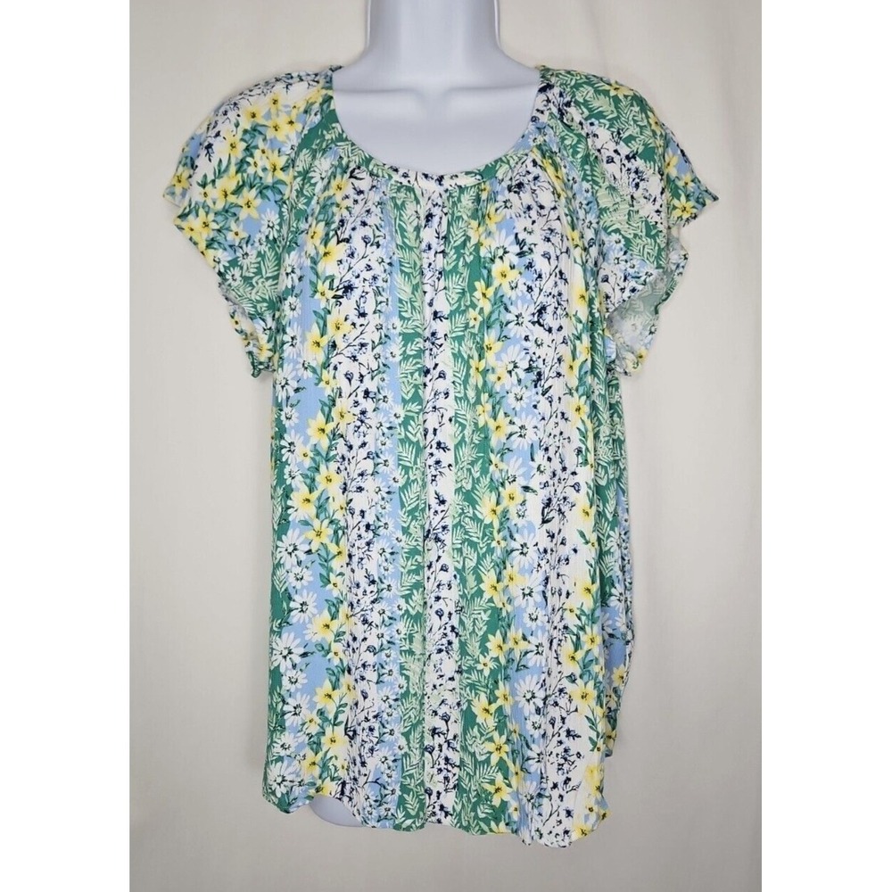 Faith & Zoe Women's Floral Lightweight Short Sleeve Blouse Size Small NWT